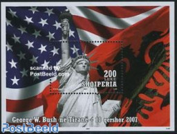 Albania 2007 George Bush In Tirana S/s, Mint NH, History - Flags - Art - Sculpture - Sculpture