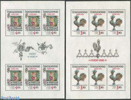 Czechoslovkia 1984 Prague, City 2 M/s, Mint NH, Nature - Poultry - Art - Books - Autres & Non Classés