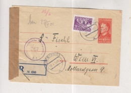 YUGOSLAVIA,1950 KOPRIVNICA Registered Censored Postal Stationery Cover To Austria - Covers & Documents