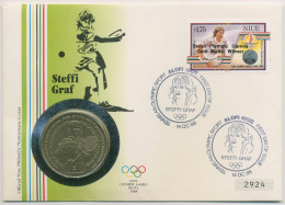 Niue 1988 Olympia Tennis Steffi Graf Numisbrief 5 Dollar (N411) - Niue