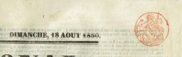 75 PARIS Journal Le Nationale Du 18/08/1850  Droit Fiscal De Timbre De 4 C Rouge SEINE Journal Complet SUP - Journaux