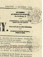 54 MEURTHE ET MOSELLE NANCY Journal Du 08/12/1850  Droit Fiscal/postal De Timbre De 1 C X 2 Journal Complet TTB - Newspapers