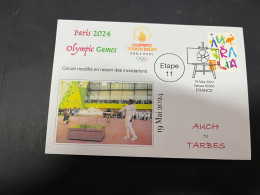 20-5-2024 (5 Z 37) Paris Olympic Games 2024 - Torch Relay (Etape 11) In Tarbes (19-5-2024) With OZ Stamp - Sommer 2024: Paris