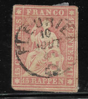 SWITZERLAND Yv# 28a USED Fleuriecawlgl Cancel - Gebraucht