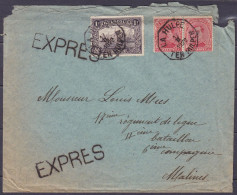 LAC En Exprès Affr. Paire N°138 + N°145 Càd Octogon. LA HULPE /17 II 1922/ TER HULPEN Pour Militaire Au 17e Régiment De  - 1915-1920 Albert I.