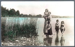 BELLA FOTOCARTOLINA DI FAMIGLIA SPEDITA NEL 1908 DA BARLETTA  A TRINITAPOLI - LEGGERMENTE ACQUERELLATA - Barletta