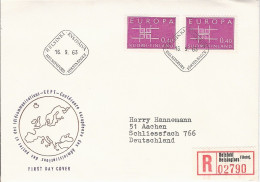 FINLANDE SUOMI FINLAND EUROPA CEPT  1963 FDC ERSTTAG 1 ER JOUR HELSINKI ENSIPAIVA HELSINGFORS RECOMMANDE EINSCHREIBEN - 1963