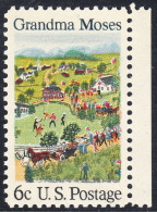 !a! USA Sc# 1370 MNH SINGLE W/ Right Margin - Grandma Moses - Ongebruikt