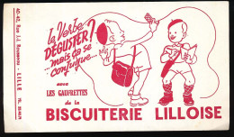 Buvard 20 X 11,4 BISCUITERIE LILLOISE  Gaufrettes  écoliers Cartable  Fabriquée à Lille (Nord) - Koek & Snoep