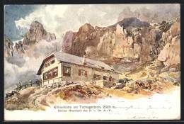 Künstler-AK Edward Theodore Compton: Kölner-Hütte, Rosengarten, Tschagerjoch  - Compton, E.T.