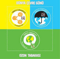 Turkey, Türkei - 2016 - World Environment Day, Round Stamps, Umbrella, Globe - 1.Mini S/Sheet, Block ** MNH - Unused Stamps