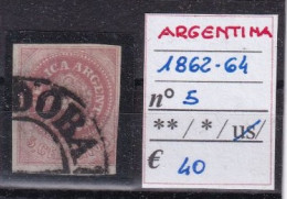 ARGENTINA 1862-64 N°5 USED - Neufs