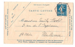 SCHARRACHBERGHEIM Bas Rhin Entier Carte Lettre 25c Semeuse Bleu Yv 140-CL2 Mill 034 Ob 1922 Dest Mulhouse - Kartenbriefe