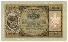 1000 LIRE SPECIMEN OCCUPAZIONE TEDESCA PROVINCIA DI LUBJANA 14/09/1944 QFDS - Allied Occupation WWII