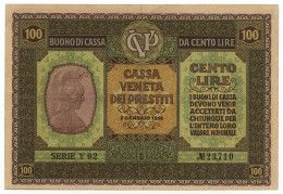 100 LIRE CASSA VENETA DEI PRESTITI OCCUPAZIONE AUSTRIACA 02/01/1918 QSPL - Occupation Autrichienne De Venezia