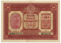 20 LIRE CASSA VENETA DEI PRESTITI OCCUPAZIONE AUSTRIACA 02/01/1918 SPL - Ocupación Austriaca De Venecia