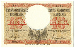 10 LEK REGNO D'ITALIA E ALBANIA BANCA NAZIONALE D'ALBANIA LUGLIO 1940 FDS-/FDS - Non Classés