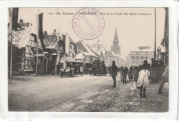 CPA : 14 X 9 -  En  Alsace. -  DANNEMARIE - Vue Sur La Grande Rue Depuis L'occupation (tampon Du Bataillon De Douaniers) - Dannemarie