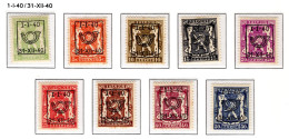 PRE437/445 MNH** 1940 - Klein Staatswapen Opdruk Type D - REEKS 18 - Typos 1936-51 (Kleines Siegel)