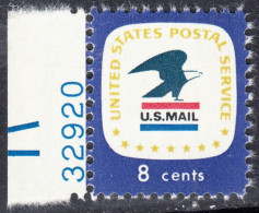 !a! USA Sc# 1396 MNH SINGLE W/ Left Margin & Plate-# 32920 - US Postal Service - Neufs