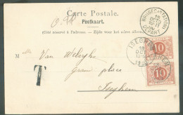 C.P. (Rue SUD Du Sablon Et Cathédrale St Sauveur) Sc BRUGES (STATION) 18 Oct. 1900 Vers Iseghem Et Taxée à 20c.  -  2218 - Briefe U. Dokumente