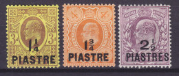 British Levant 1910 Mi. 32-34, König King Edward VII. Overprinted Aufdruck Surchargé Complete Set, MH* - Brits-Levant