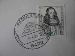 8422 Riedenburg - Luftkurort Im Altmühltal - Sonderstempel Rund - Altri & Non Classificati