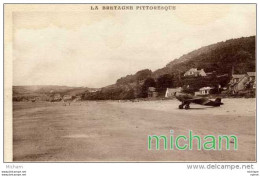 CPA  22  ST MICHEL EN GREVE  LA PLAGE   AVEC UN AVION   TB ETAT - Saint-Michel-en-Grève