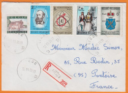 Belgique    Lettre Recommandée De LIEGE  Avec 5  Timbres 1971   Pour 95 PONTOISE - Covers & Documents