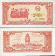 KAMBODSCHA, CAMBODIA, CAMBOYA - 5 RIELS 1987 - SIN CIRCULAR - UNZIRKULIERT - - Cambodge