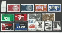 NORWAY 1971 Michel 616 - 632 MNH Complete Year Set - Unused Stamps