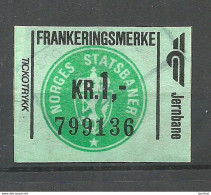 NORWAY Railway Packet Stamp 1 Kr. O - Pacchi Postali