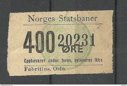 NORWAY Railway Packet Stamp 400 √∂re - Pacchi Postali