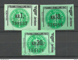 NORWAY Railway Packet Stamps, 3 Pcs - Pacchi Postali