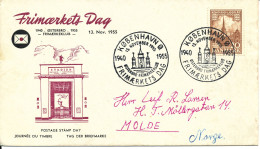 Denmark Cover Stamp's Day Copenhagen 13-11-1955 With Cachet Sent To Norway - Giornata Del Francobollo