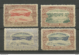 USA 1901 Pan American Exposition 1901 Buffalo & Niagara Advertising Poster Stamps Reklamemarken, 4 Different MNH - Neufs