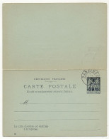 Entier Postal CP Double Au Type Sage Avec Volet Réponse - 10c Surchargé 1 Anna Zanzibar - 1904 - Covers & Documents