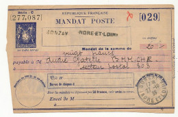 MANDAT POSTE Type Sage Série C - Cachets SONZAY (Indre Et Loire) 1939 - Arrivée Poste Aux Armées *48* - Etat B / TB - Altri & Non Classificati