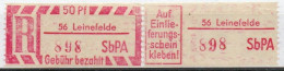 DDR Einschreibemarke Leinefelde SbPA Postfrisch, EM2B-56II(2) Noch Zh, Angetrennt (Mi 2C) - Etiquettes De Recommandé