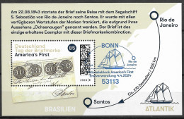 2024  Deutschland Germany Mi. Bl.  93 Used   Tag Der Briefmarke " America's First " - Usati