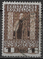 CRETE 1908-14 Austrian Office 1 FRANC Brown Vl. OB 22 - Crète