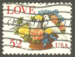 XW01-0515 USA Love 52c Colombe Dove Paloma Taube Roses Fleur Flower Blume - Gebraucht