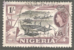 XW01-0746 Nigeria Timber Bois Tree Arbre Bateau Grumier Ship Boat  - Nigeria (...-1960)