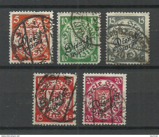 Germany Deutschland DANZIG 1924/25 Michel 41 - 45 O Dienstmarken - Oficial