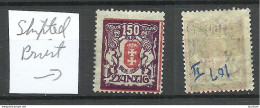 Germany Deutschland DANZIG 1922 Michel 129 * Abart ERROR Variety = Shifted Print - Postfris