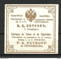 IMPERIAL RUSSIA TOBACCO Package Label Petroff St. Petersbourg - Autres & Non Classés