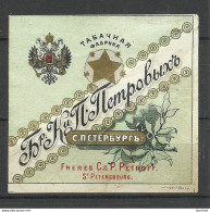 IMPERIAL RUSSIA TOBACCO Package Label Petroff St. Petersbourg - Autres & Non Classés