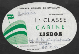 Etiquette Valise Bateau CCN Compagnie Colonial Navigation Portugal Première Classe Ship Luggage Label CCN Steamship - Europe