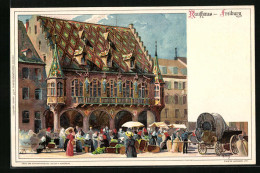 Künstler-AK Heinrich Kley: Freiburg, Rathaus Mit Markt  - Kley