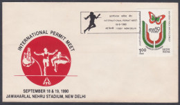 Inde India 1990 Special Cover International Permit Meet, Athletics, Nehru Stadium, Sport, Sports, Pictorial Postmark - Covers & Documents